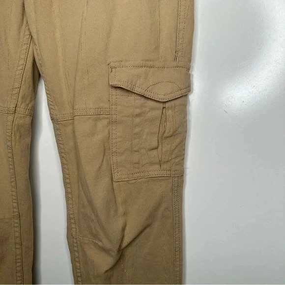 Anthropologie Khaki with Metallic Gold Stripe Cargo Utility Crop Pants Size 2 - Picture 6 of 10